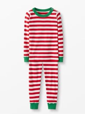 Hanna Andersson Red & White Holiday Striped Pajama Set Sz 130cm
